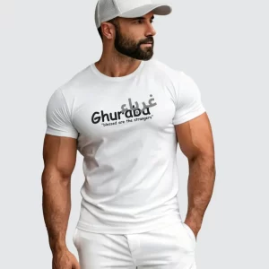 Ghuraba – "Blessed Are the Strangers" Front Printed White Classic Crew T-Shirt
